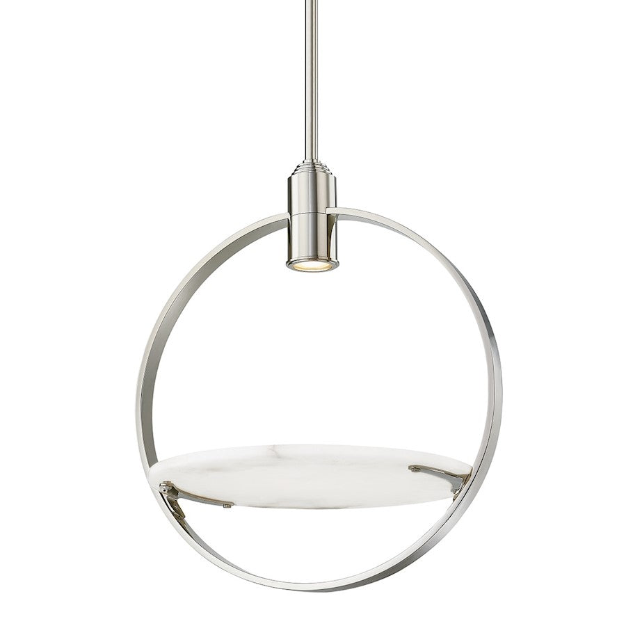 Hudson Valley Dreyer 1 Light Pendant, Polished Nickel/Alabaster Shade - 9400-PN