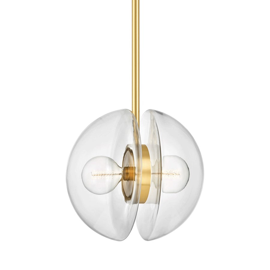 Hudson Valley Kert 2 Light 18" Pendant in Aged Brass/Clear - 9417-AGB