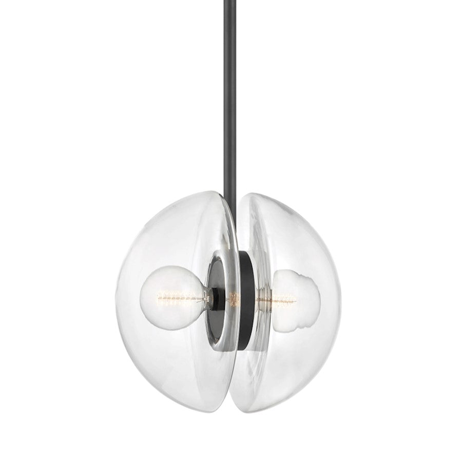 Hudson Valley Kert 2 Light 18" Pendant in Black Brass/Clear - 9417-BBR