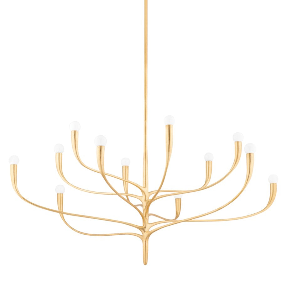 Hudson Valley Labra 12 Light Chandelier, Vintage Gold Leaf - 9612-VGL