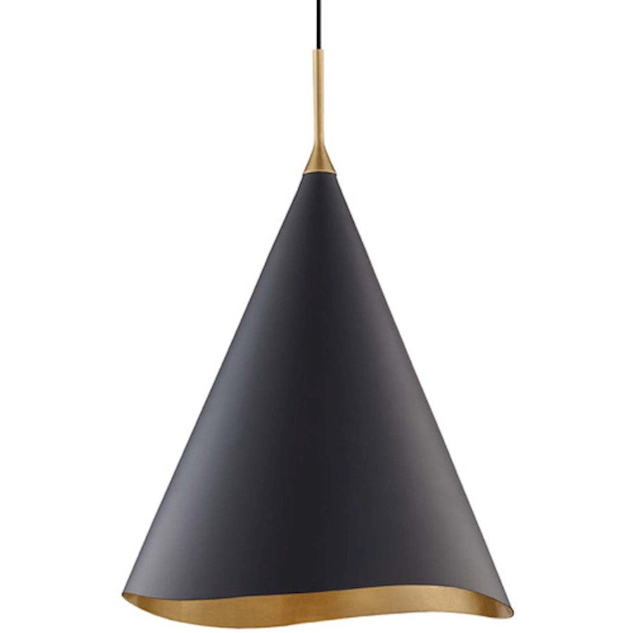 Hudson Valley Martini 1 Light 18.5" Pendant, 100W, Gold Leaf/Black - 9618-GL-BLK