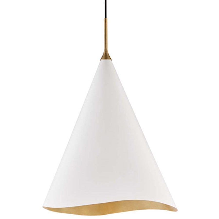 Hudson Valley Martini 1 Light 18.5" Pendant, 100W, Gold Leaf/White - 9618-GL-WHT