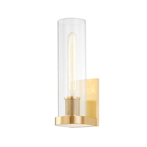 Hudson Valley Porter 1 Light Wall Sconce, Aged Brass/Clear - 9700-AGB