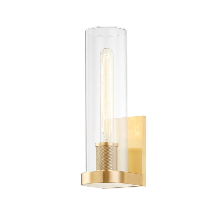 Hudson Valley Porter 1 Light Wall Sconce, Aged Brass/Clear - 9700-AGB