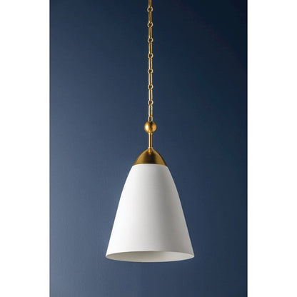 1 Light Pendant, Brass/White Plaster