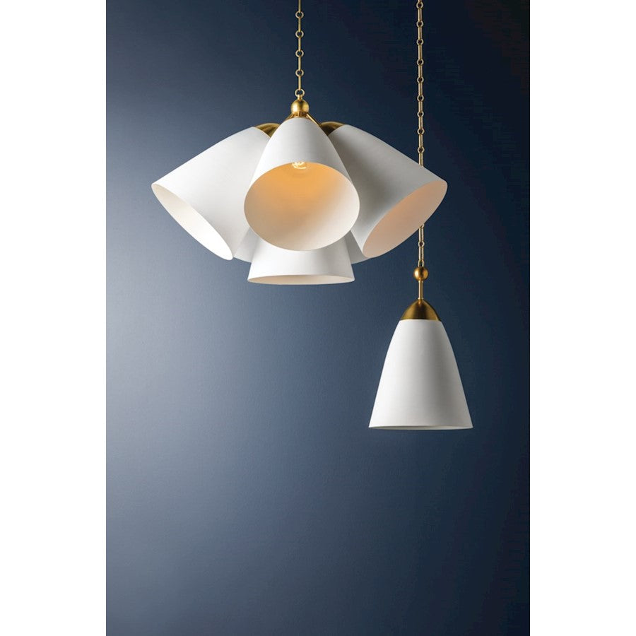 1 Light Pendant, Brass/White Plaster