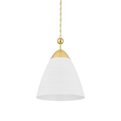 Hudson Valley Bronson 1 Light 19" Pendant, Brass/White Plaster - BKO1501-AGB-WP