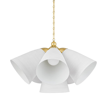 Hudson Valley Bronson 5 Light Chandelier, Brass/White Plaster - BKO1502-AGB-WP