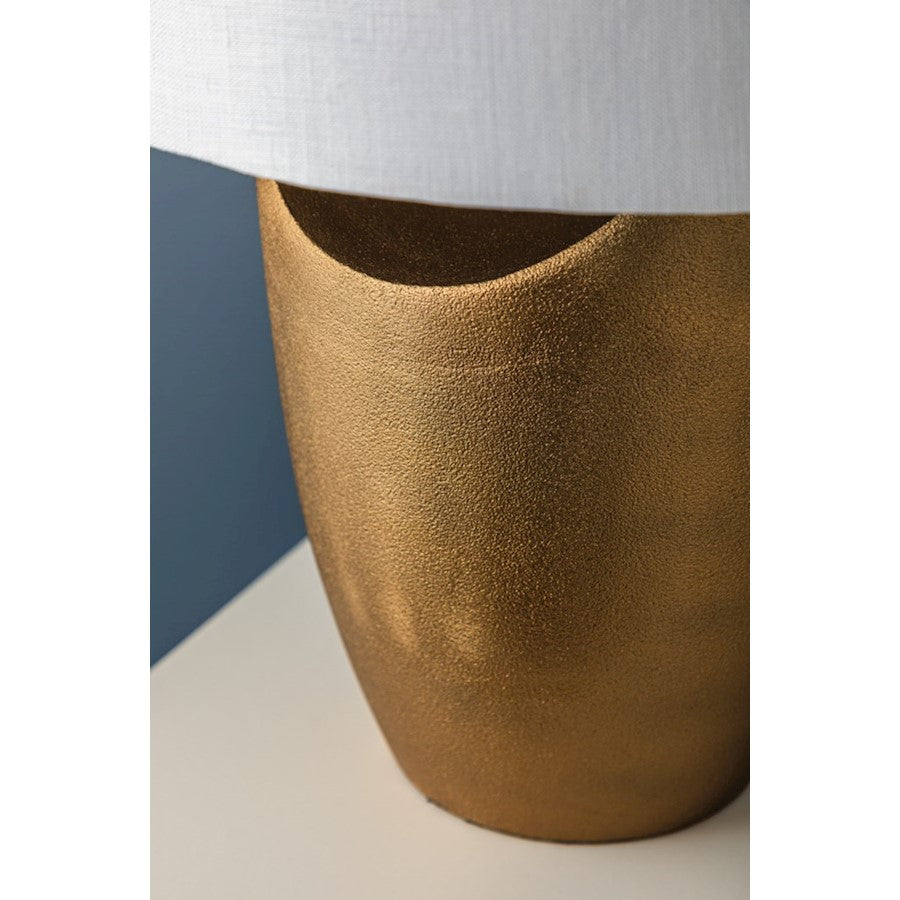 Kamay Table Lamp, Aged Brass/White