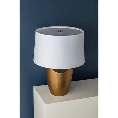 Kamay Table Lamp, Aged Brass/White