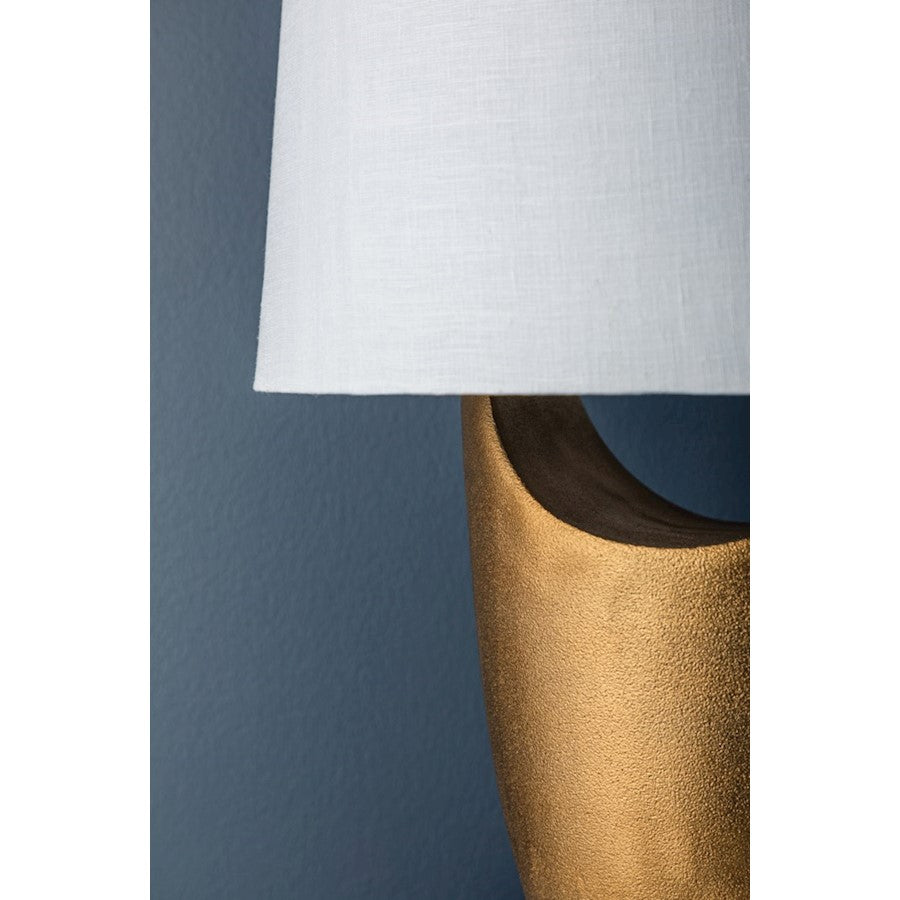 Kamay Table Lamp, Aged Brass/White