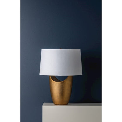 Kamay Table Lamp, Aged Brass/White