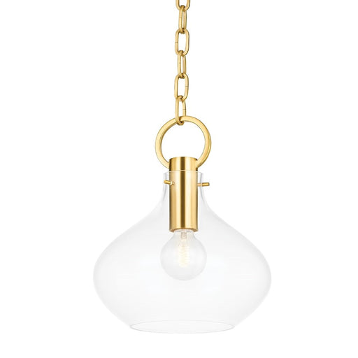 Hudson Valley Lina 1 Light Small Pendant in Aged Brass/Clear - BKO252-AGB