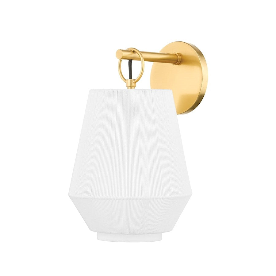 Hudson Valley Debi 1 Light Wall Sconce in Aged Brass/White - BKO500-AGB