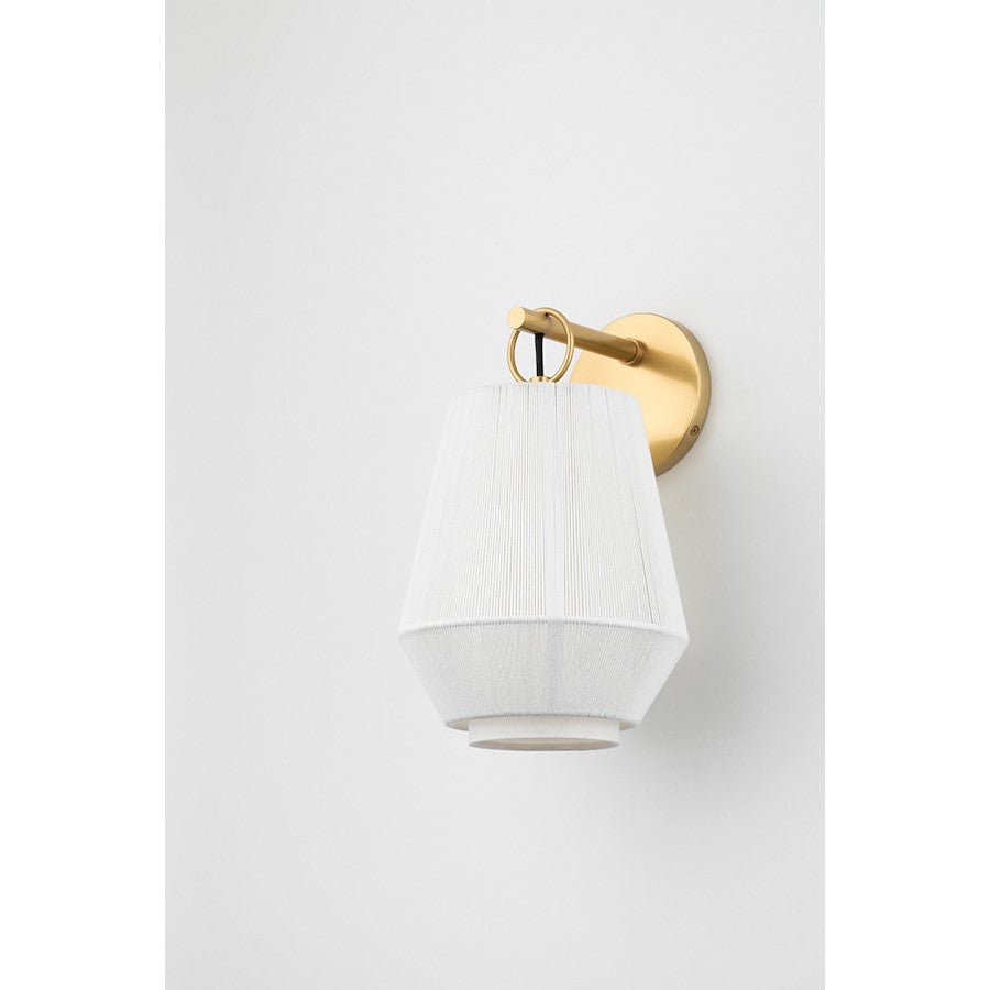 1 Light Wall Sconce, Brass/White