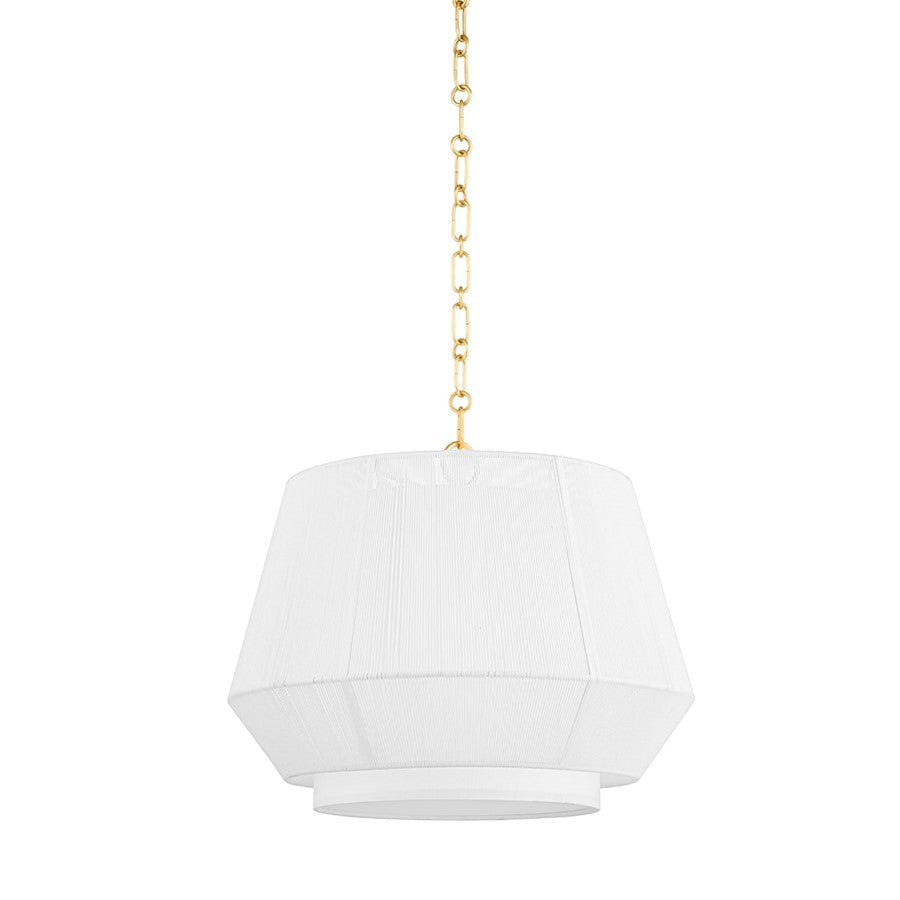 Hudson Valley Debi 1 Light Pendant in Aged Brass/White - BKO501-AGB