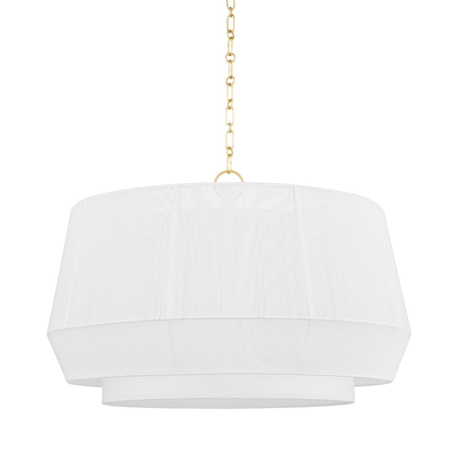 Hudson Valley Debi 4 Light Pendant in Aged Brass/White - BKO502-AGB