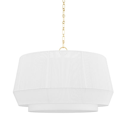 Hudson Valley Debi 4 Light Pendant in Aged Brass/White - BKO502-AGB