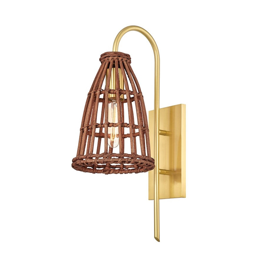 Hudson Valley Jordan 1 Light Wall Sconce, Aged Brass/Natural - BKO700-AGB