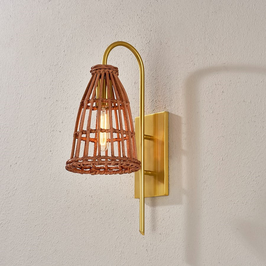 Jordan 1 Light Wall Sconce, Aged Brass/Natural