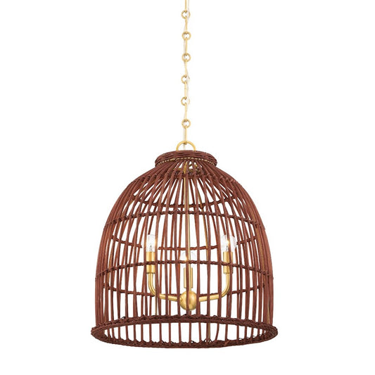 Hudson Valley Jordan 3 Light Pendant, Aged Brass/Natural - BKO701-AGB