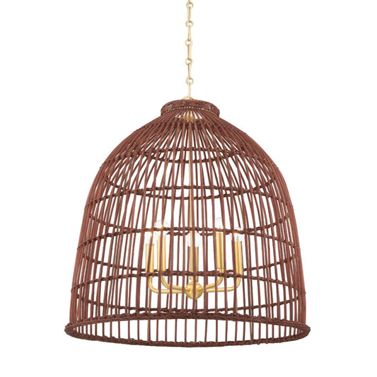 Hudson Valley Jordan 5 Light Pendant in Aged Brass/Natural - BKO702-AGB