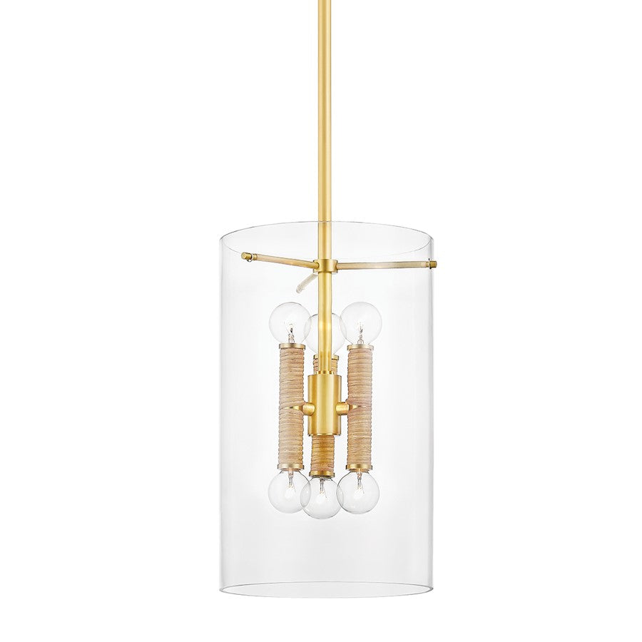 Hudson Valley Barlow 6 Light Lantern, Aged Brass/Clear - BKO800-AGB