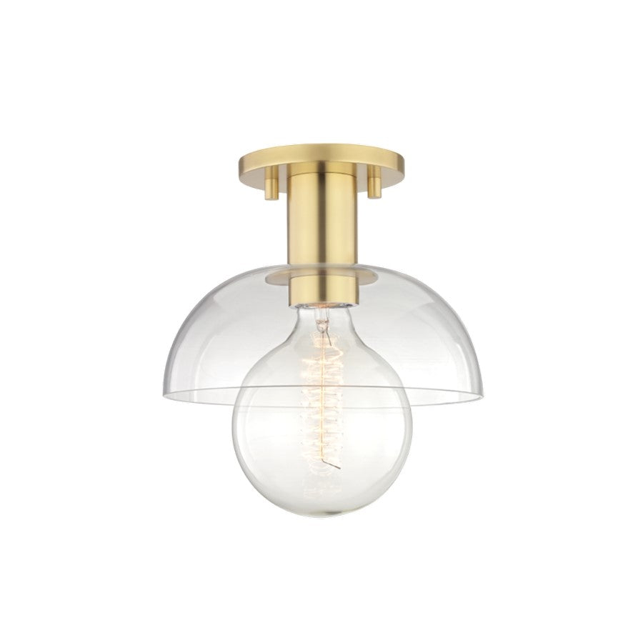 Mitzi Kyla 1 Light Semi Flush, Aged Brass/Clear - H107601-AGB