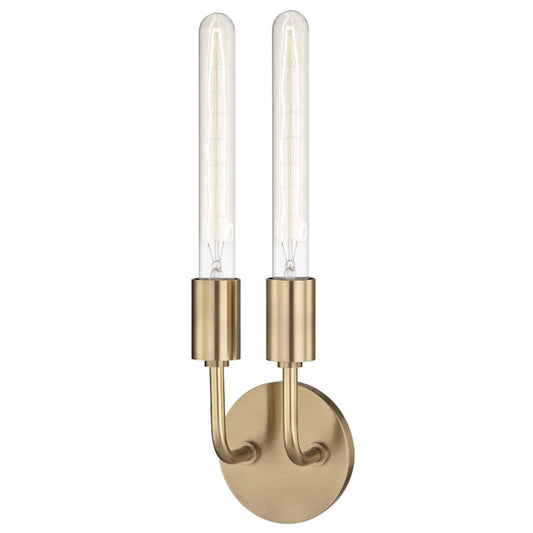 Ava 2 Light Wall Sconce, Aged Brass