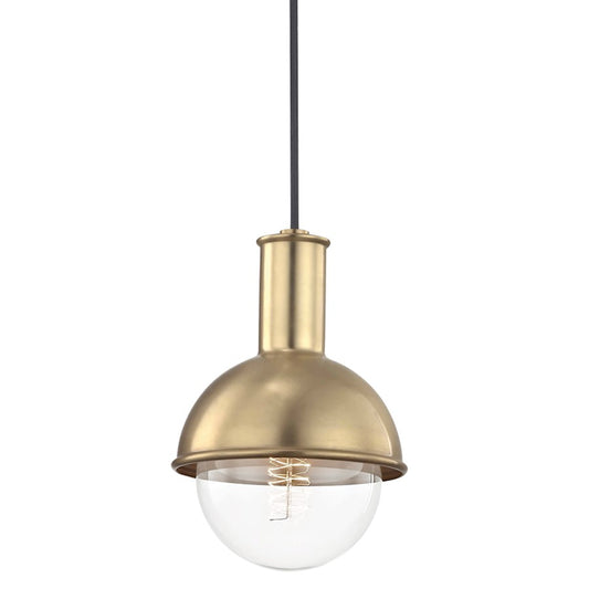 1 Light Pendant, Aged Brass