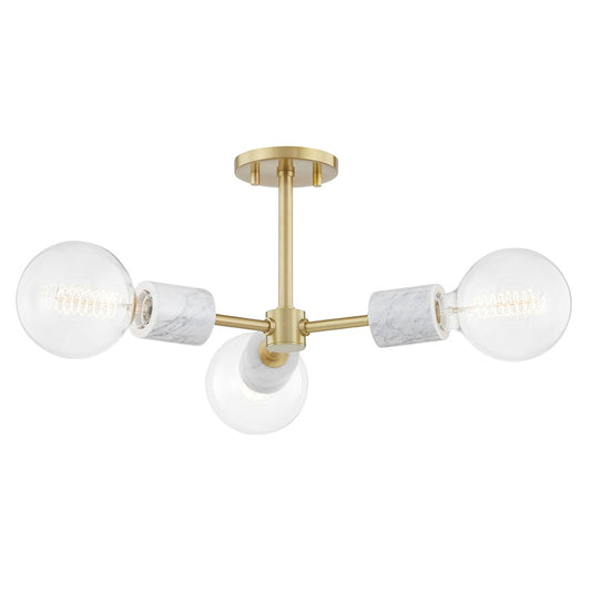 Mitzi Asime 3 Light Semi Flush, Aged Brass - H120603-AGB