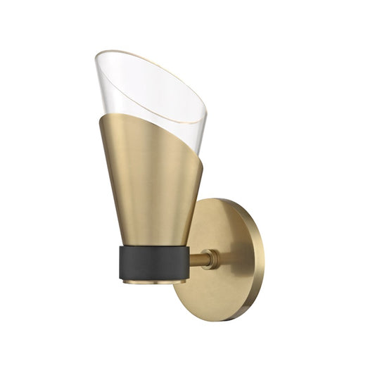 Angie 1 Light Wall Sconce, Aged Brass/Black