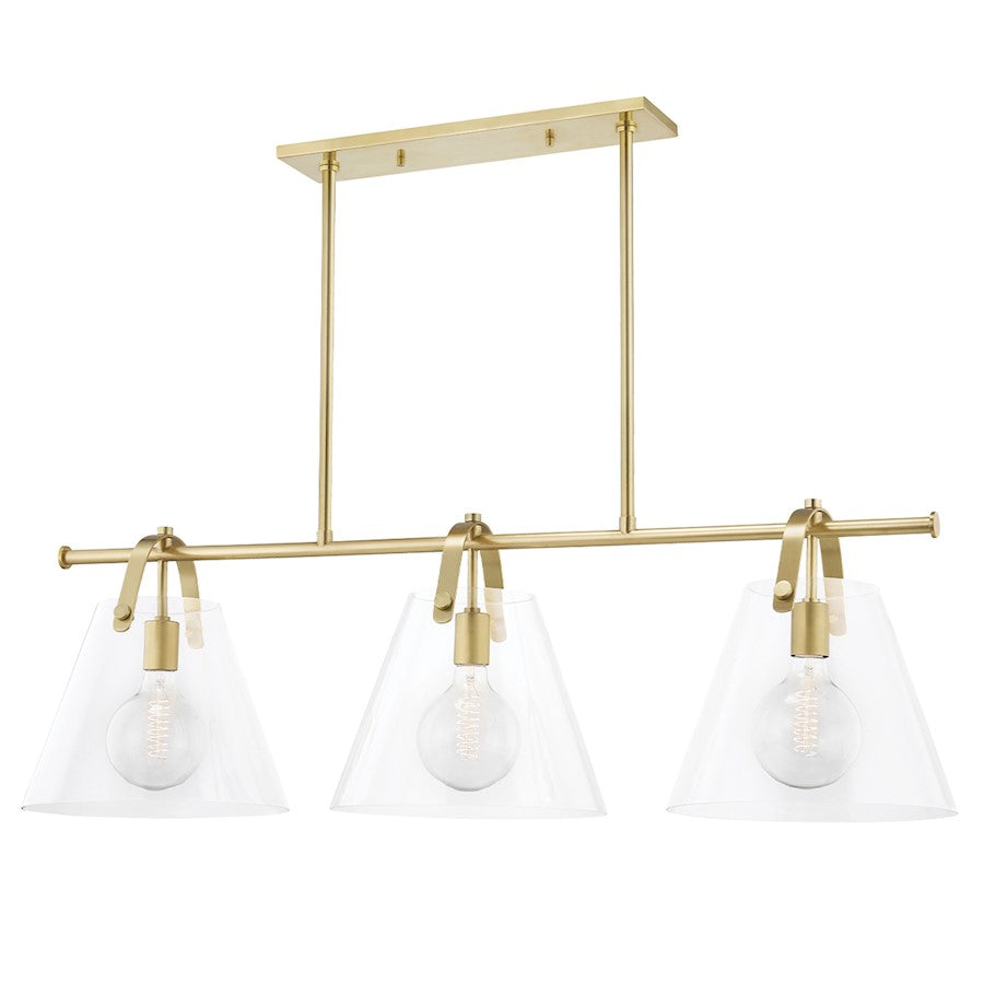 Mitzi Karin 3 Light Island Light, Aged Brass/Clear - H162903-AGB