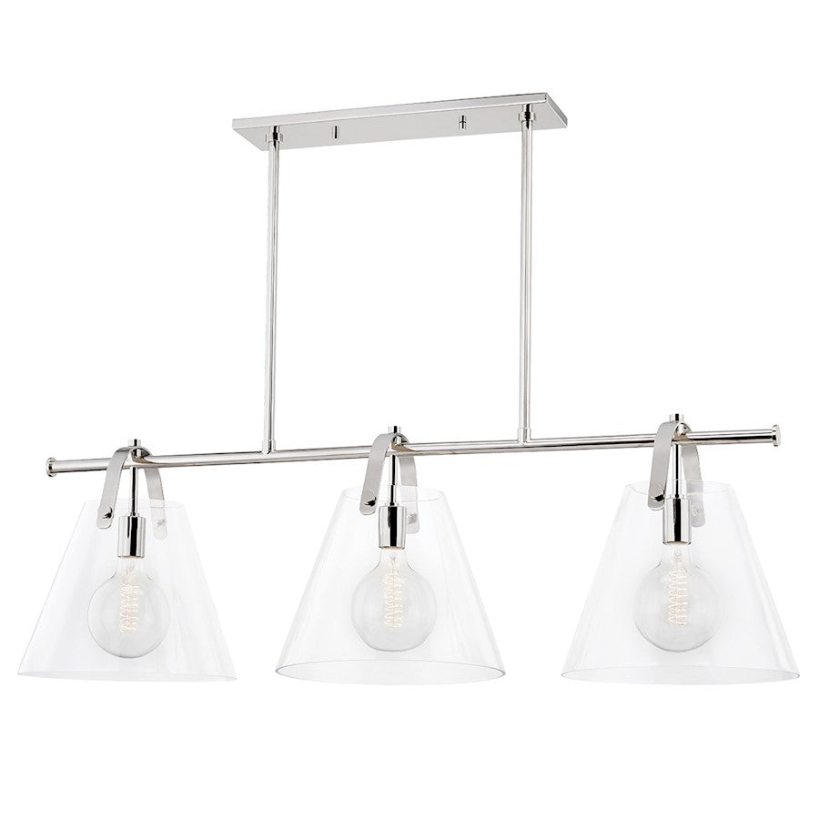 Mitzi Karin 3 Light Island Pendant, Polished Nickel/Clear - H162903-PN