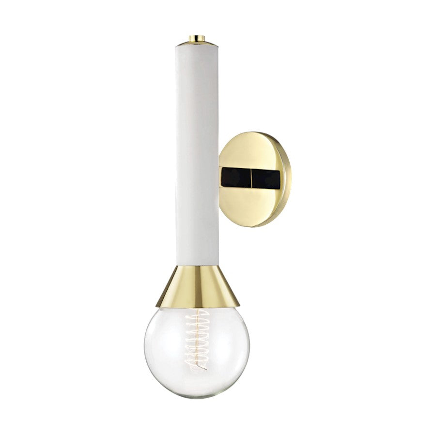 Mitzi Via 1 Light Wall Sconce, Polished Brass/White - H169101-PB-WH