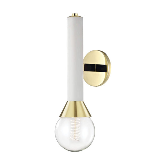 Mitzi Via 1 Light Wall Sconce, Polished Brass/White - H169101-PB-WH