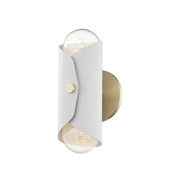 Mitzi Immo 2 Light Wall Sconce, Aged Brass/Soft Off White - H172102-AGB-WH