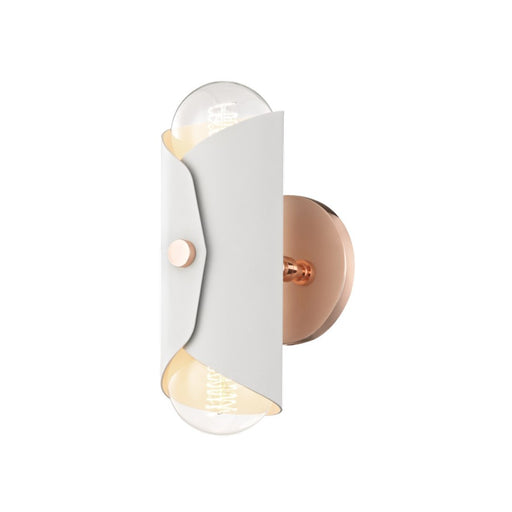 Mitzi Immo 2 Light Wall Sconce, Polished Copper/White - H172102-POC-WH