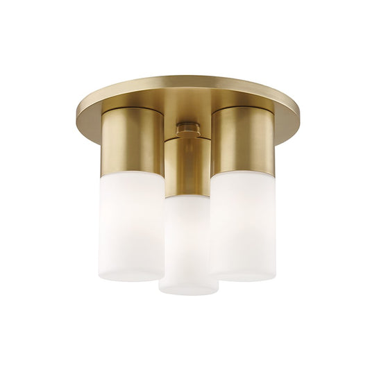 Hudson Valley Lola 3 Light Flush Mount, Aged Brass