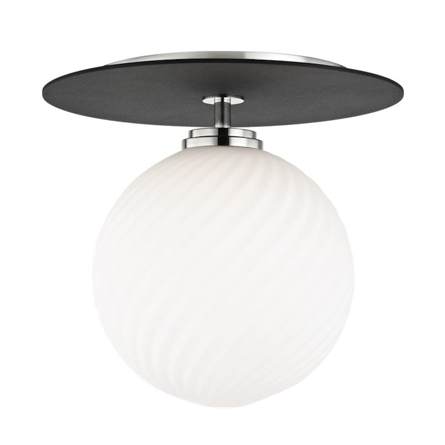 Mitzi Ellis 1 Light 10" Flush, Polished Nickel/Black/White - H200501L-PN-BK