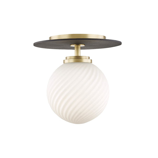 Hudson Valley Ellis 1 Light Small Flush Mount, Brass-Black