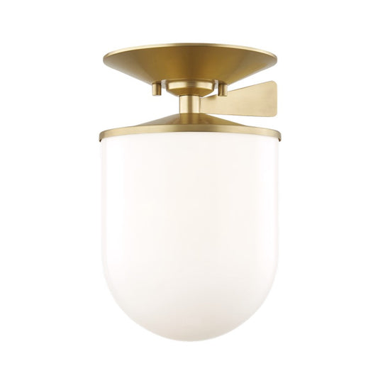 Mitzi Audrey 1 Light Semi Flush, Aged Brass/Opal Glossy - H214601L-AGB