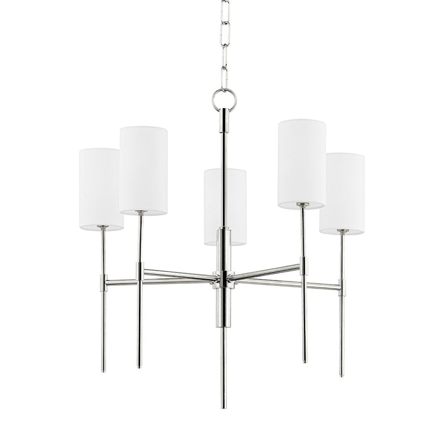 Mitzi Olivia 5 Light Chandelier, Polished Nickel/White Linen - H223805-PN