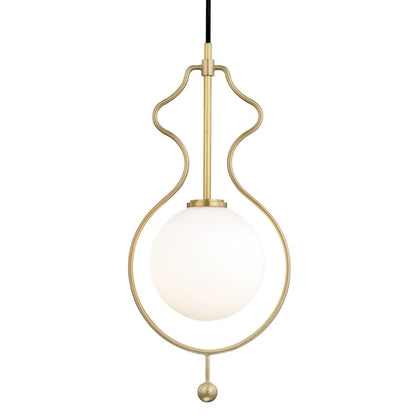Mitzi Abigail 1 Light Pendant, Aged Brass/Opal - H248701-AGB