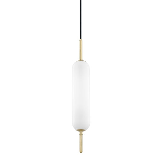 Mitzi Miley 1 Light Pendant, Aged Brass/Opal Shiny - H373701-AGB