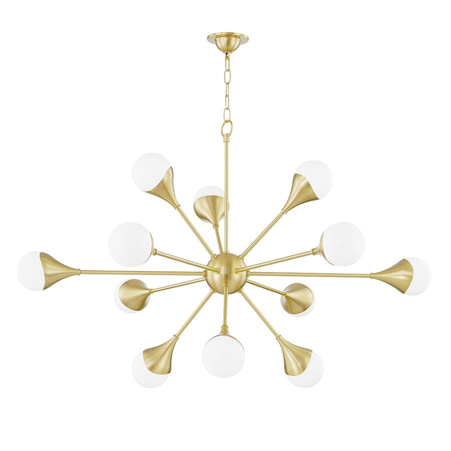 Mitzi Ariana 12 Light, 5-Tier Chandelier, Aged Brass/Opal - H375812-AGB