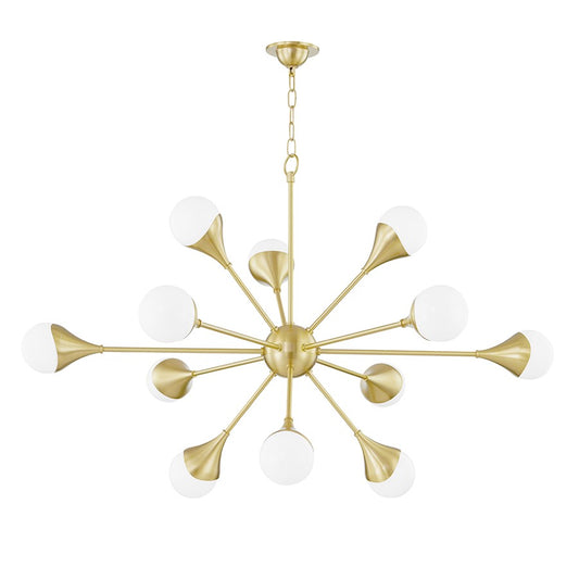 Mitzi Ariana 12 Light, 5-Tier Chandelier, Aged Brass/Opal - H375812-AGB