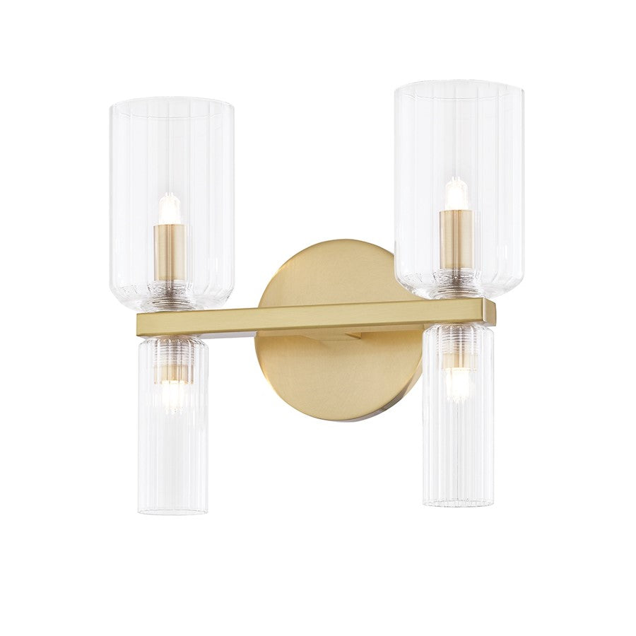 Mitzi Tabitha 2 Light Bath Bracket, Aged Brass/Clear - H384302-AGB