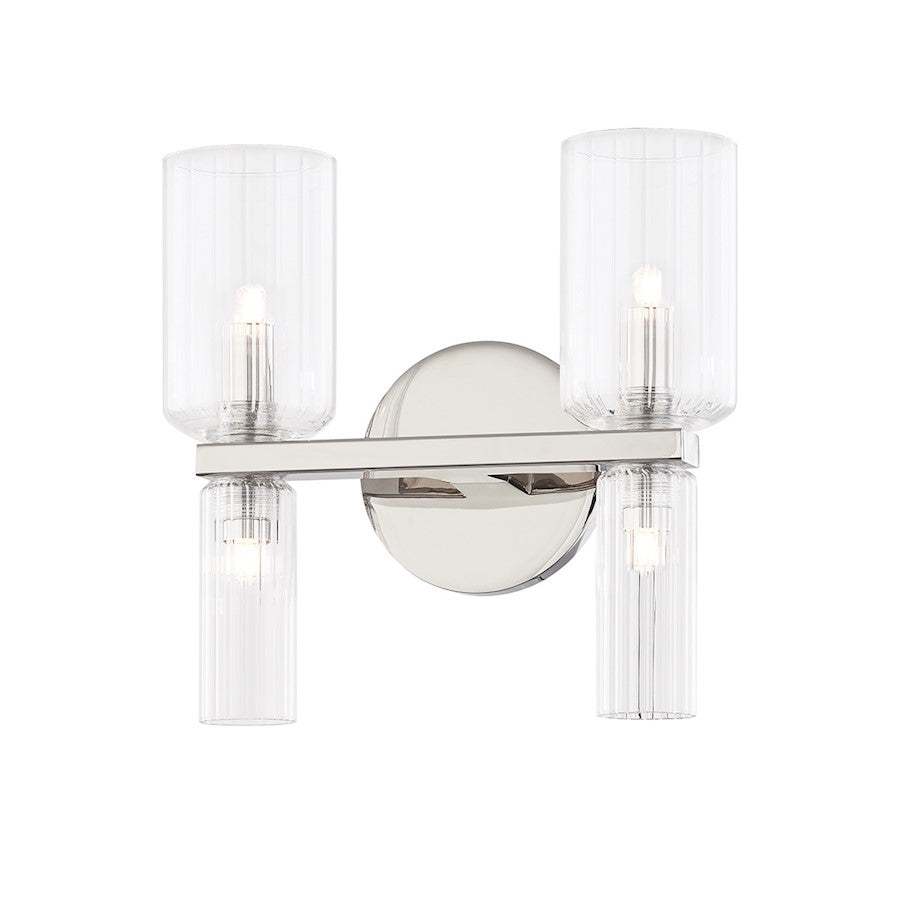 Mitzi Tabitha 2 Light Bath Bracket, Polished Nickel/Clear - H384302-PN