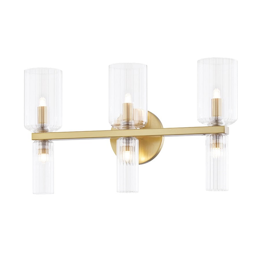 Mitzi Tabitha 3 Light Bath Bracket, Aged Brass/Clear - H384303-AGB